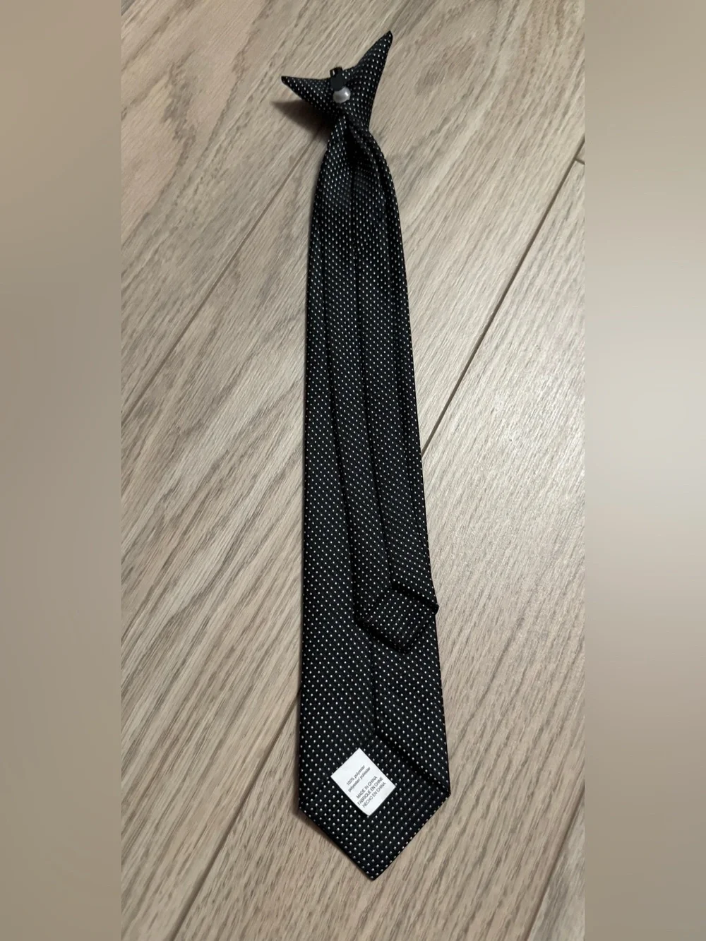 Boys Black Microdot Tie - Clip on